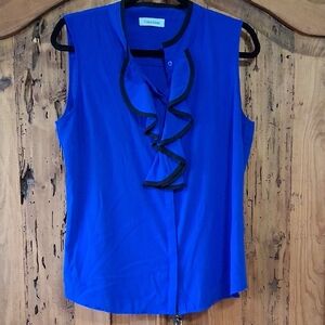 Calvin Klein Royal Blue Ruffle Blouse